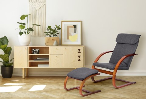 Fotel fiński bujany z podnóżkiem finka leżanka do salonu ModernHome ModernHome