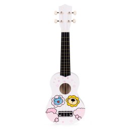 Gitara ukulele dla dzieci drewniana 4 struny nylonowe kostka do gry ECOTOYS ECOTOYS