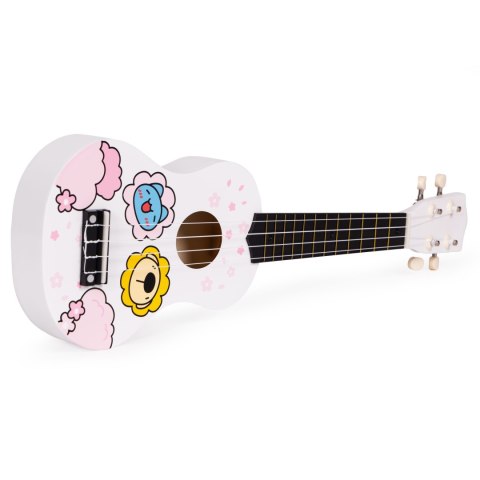 Gitara ukulele dla dzieci drewniana 4 struny nylonowe kostka do gry ECOTOYS ECOTOYS