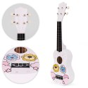 Gitara ukulele dla dzieci drewniana 4 struny nylonowe kostka do gry ECOTOYS ECOTOYS