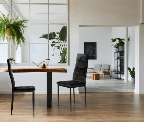 Komplet 4 krzeseł czarne krzesło welurowe do jadalni i salonu ModernHome ModernHome