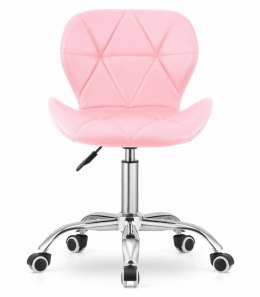 Krzesło obrotowe biurowe z szerokim oparciem ekoskóra różowe LEOBERT