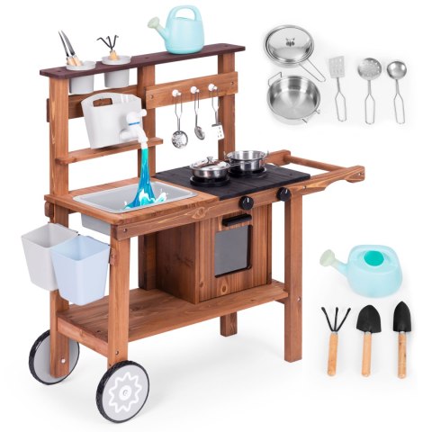 Kuchnia błotna outdoor dla dzieci z akcesoriami drewno jodłowe ECOTOYS ECOTOYS