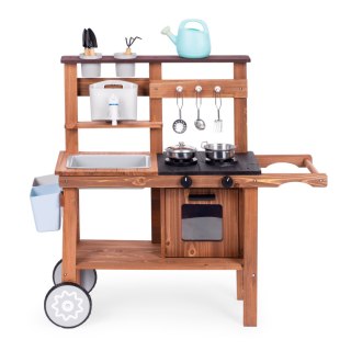 Kuchnia błotna outdoor dla dzieci z akcesoriami drewno jodłowe ECOTOYS ECOTOYS