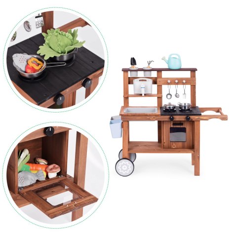 Kuchnia błotna outdoor dla dzieci z akcesoriami drewno jodłowe ECOTOYS ECOTOYS