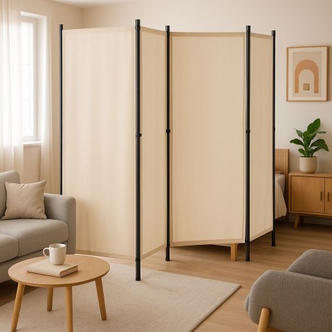 Składany parawan ogrodowy pokojowy 4-panelowy 167x216 cm beżowy MultiGarden MultiGarden