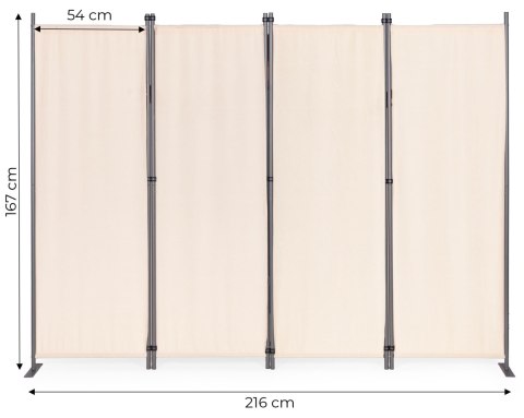Składany parawan ogrodowy pokojowy 4-panelowy 167x216 cm beżowy MultiGarden MultiGarden