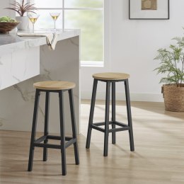 Stołek barowy okrągły 2 sztuki 65 cm hoker kuchenny wysokie krzesło z podnóżkiem LEOBERT