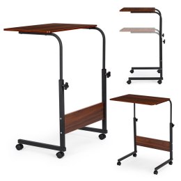 Stolik pod laptopa z kółkami biurko dostawiane do fotela kanapy ciemny brąz ModernHome ModernHome