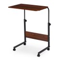 Stolik pod laptopa z kółkami biurko dostawiane do fotela kanapy ciemny brąz ModernHome ModernHome