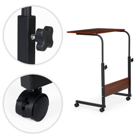 Stolik pod laptopa z kółkami biurko dostawiane do fotela kanapy ciemny brąz ModernHome ModernHome