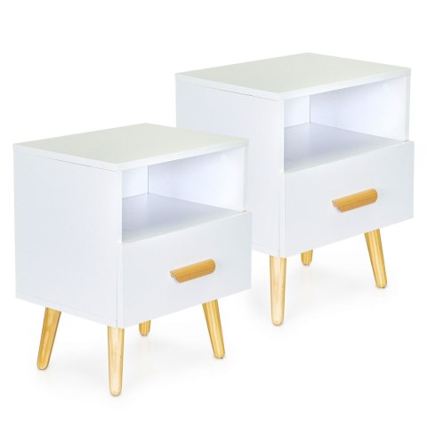 Szafki nocne zestaw 2 szt. nowoczesne stoliki kawowe białe ModernHome ModernHome