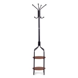 Wieszak stojący z półkami 8 haczyków 180 cm metal czarny ModernHome ModernHome