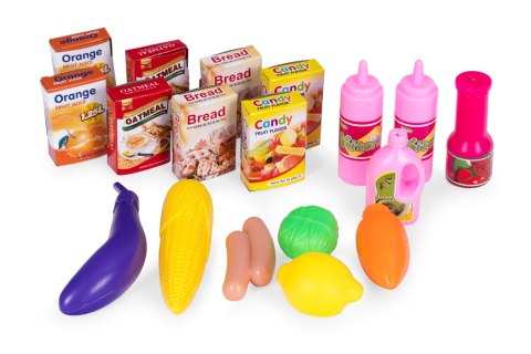 Wózek na zakupy sklepowy do supermarketu kuchni 18 akcesoriów szary