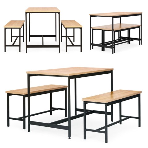 Zestaw loftowych mebli do jadalni kuchni stolik 2 ławki ModernHome ModernHome