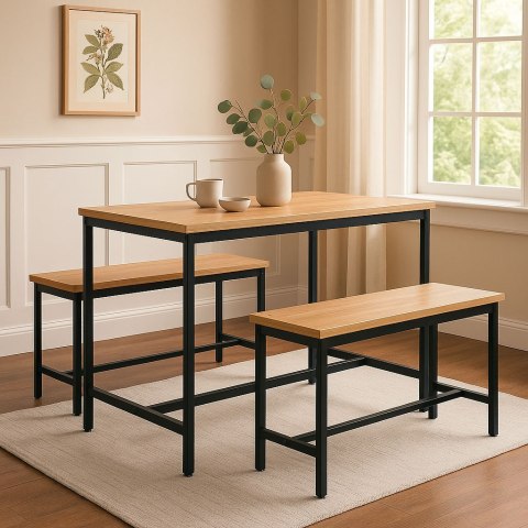 Zestaw loftowych mebli do jadalni kuchni stolik 2 ławki ModernHome ModernHome