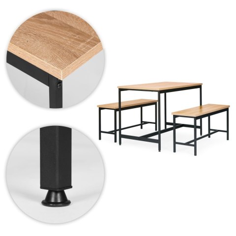 Zestaw loftowych mebli do jadalni kuchni stolik 2 ławki ModernHome ModernHome
