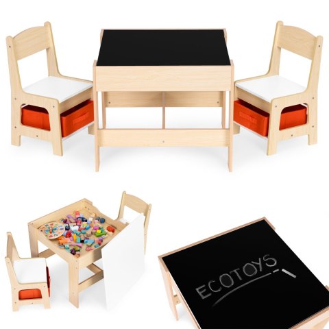 Zestaw mebli dla dzieci stolik + 2 krzesła tablica kredowa ECOTOYS ECOTOYS