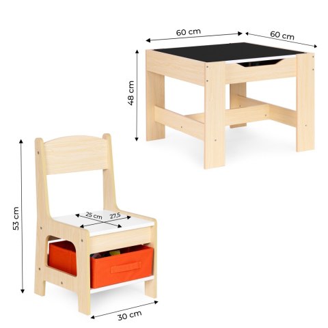 Zestaw mebli dla dzieci stolik + 2 krzesła tablica kredowa ECOTOYS ECOTOYS