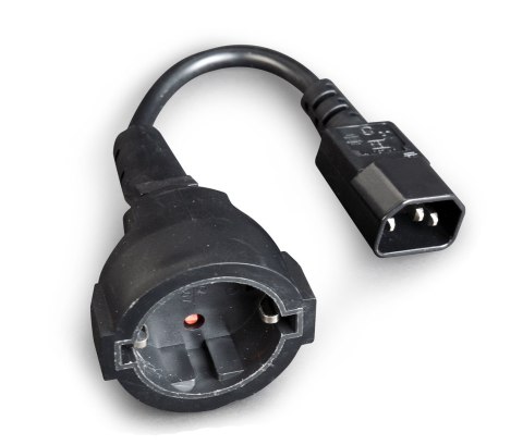 Adapter GEMBIRD PC-SFC14M-01 (C14 / IEC C14 / IEC 320 C14 M - Schuko, Shuko F; 0,15m; kolor czarny) GEMBIRD