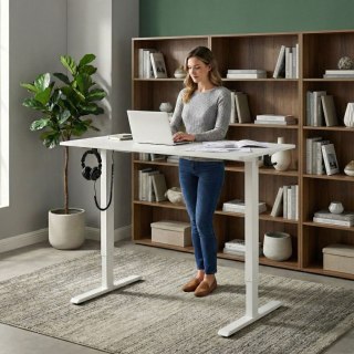 Biurko elektryczne regulowane 120x60 cm regulacja wysokości 72-117 cm białe ModernHome ModernHome