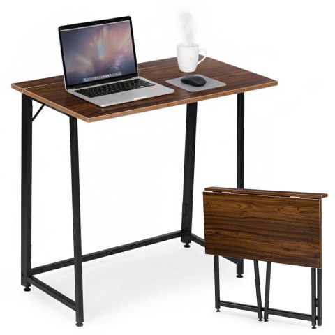 Biurko komputerowe składane 80x45 cm stolik pod laptopa loft ciemny orzech ModernHome ModernHome