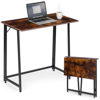 Biurko komputerowe składane 80x45 cm stolik pod laptopa loft postarzany orzech ModernHome ModernHome