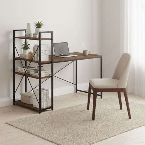 Biurko komputerowe szkolne 120x60 cm regał z 3 półkami ciemny orzech loft ModernHome ModernHome