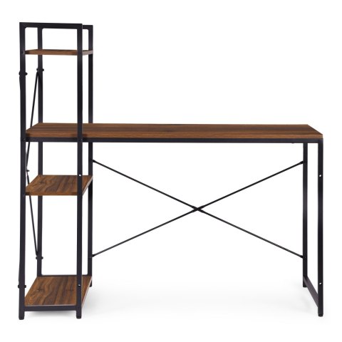 Biurko komputerowe szkolne 120x60 cm regał z 3 półkami ciemny orzech loft ModernHome ModernHome