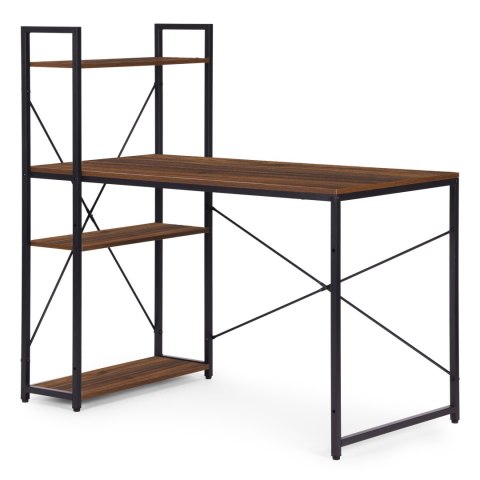 Biurko komputerowe szkolne 120x60 cm regał z 3 półkami ciemny orzech loft ModernHome ModernHome