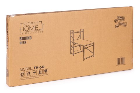 Biurko komputerowe szkolne 120x60 cm regał z 3 półkami ciemny orzech loft ModernHome ModernHome