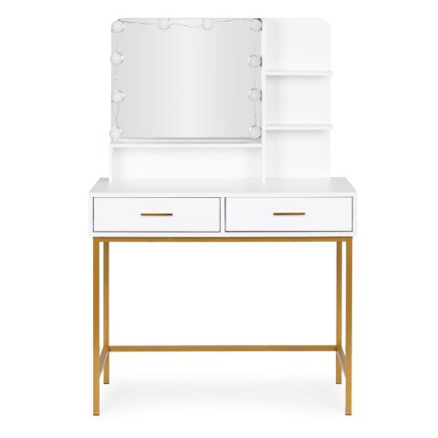 Duża toaletka kosmetyczna z lustrem i oświetleniem LED 3 barwy półki szuflady ModernHome ModernHome