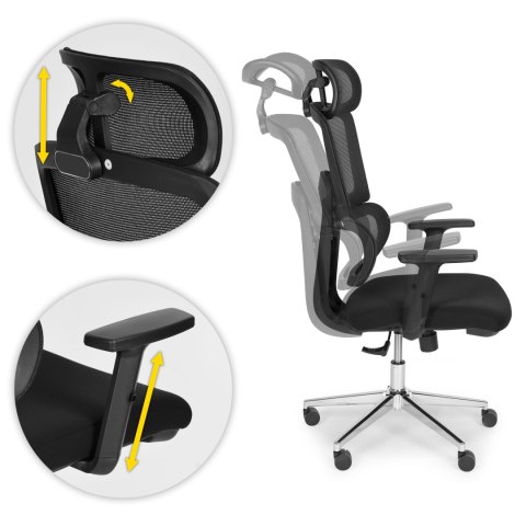 Fotel biurowy obrotowy ergonomiczny regulacja wysokości czarny ModernHome ModernHome