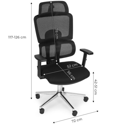 Fotel biurowy obrotowy ergonomiczny regulacja wysokości czarny ModernHome ModernHome