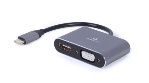 GEMBIRD ADAPTER USB TYPU C NA HDMI + VGA NA KABLU SZARY GEMBIRD