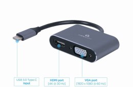 GEMBIRD ADAPTER USB TYPU C NA HDMI + VGA NA KABLU SZARY GEMBIRD