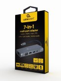 GEMBIRD MULTI ADAPTER USB TYPE-C 7 W 1 (HUB3.0 + HDMI + VGA + PD + CZYTNIK KART + DŹWIĘK STEREO), SZARY GEMBIRD