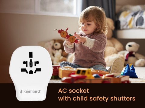 GEMBIRD UNIWERSALNY ADAPTER PODRÓŻNY 20 W, BIAŁY GEMBIRD