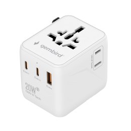 GEMBIRD UNIWERSALNY ADAPTER PODRÓŻNY 20 W, BIAŁY GEMBIRD