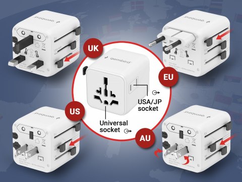 GEMBIRD UNIWERSALNY ADAPTER PODRÓŻNY BIAŁY GEMBIRD
