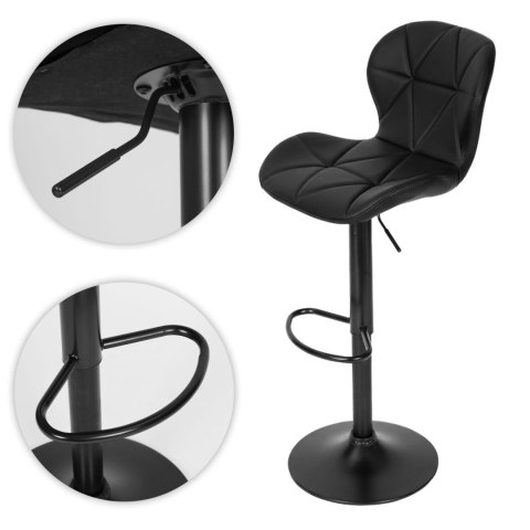 Hoker stołek barowy obrotowy regulacja wysokości podnóżek czarny ModernHome ModernHome