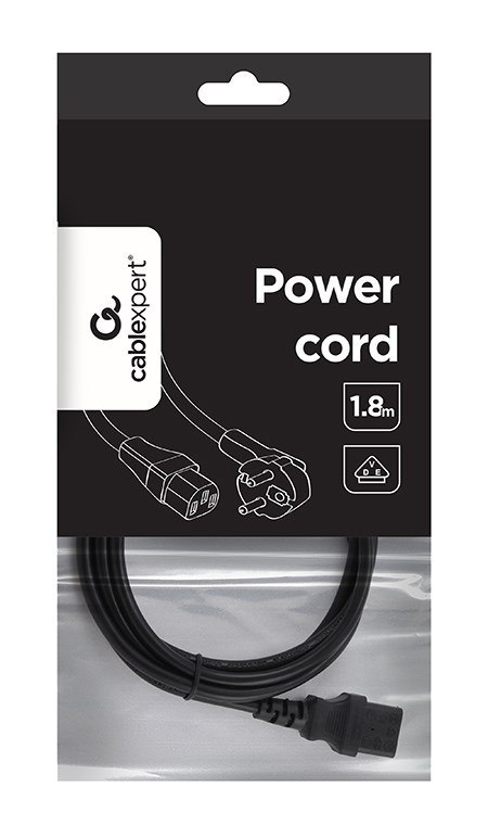 Kabel GEMBIRD PC-186-VDE (C13 / IEC C13 / IEC 320 C13 - Schuko ; 1,8m; kolor czarny) GEMBIRD