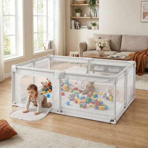 Kojec dla dziecka 160x200 cm suchy basen plac zabaw szary + torba ECOTOYS ECOTOYS