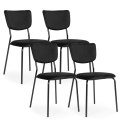 Komplet 4 krzeseł welurowych do jadalni i salonu czarne ModernHome ModernHome