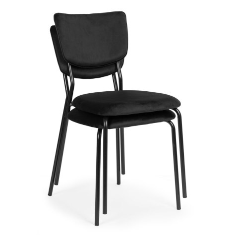 Komplet 4 krzeseł welurowych do jadalni i salonu czarne ModernHome ModernHome