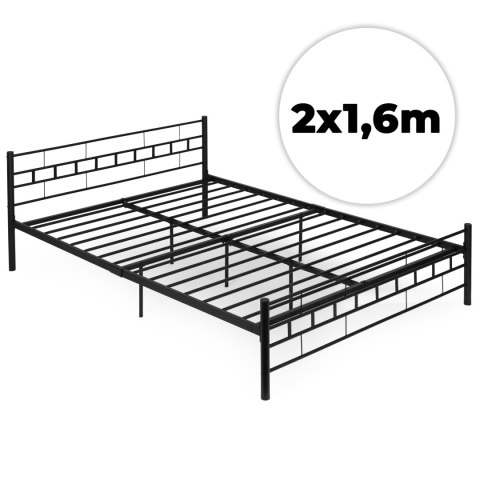 Łóżko metalowe 160x200 cm ze stelażem czarna rama ModernHome ModernHome