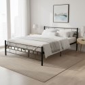Łóżko metalowe 160x200 cm ze stelażem czarna rama ModernHome ModernHome