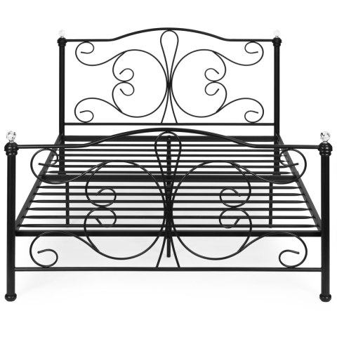 Łóżko metalowe 160x200 cm ze stelażem czarna rama kryształy ModernHome ModernHome