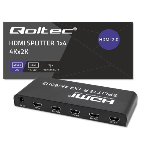 QOLTEC ROZDZIELACZ SPLITTER 4XHDMI 4KX2K | 6GB/S | 60HZ Qoltec
