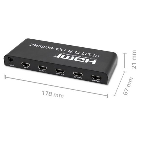 QOLTEC ROZDZIELACZ SPLITTER 4XHDMI 4KX2K | 6GB/S | 60HZ Qoltec